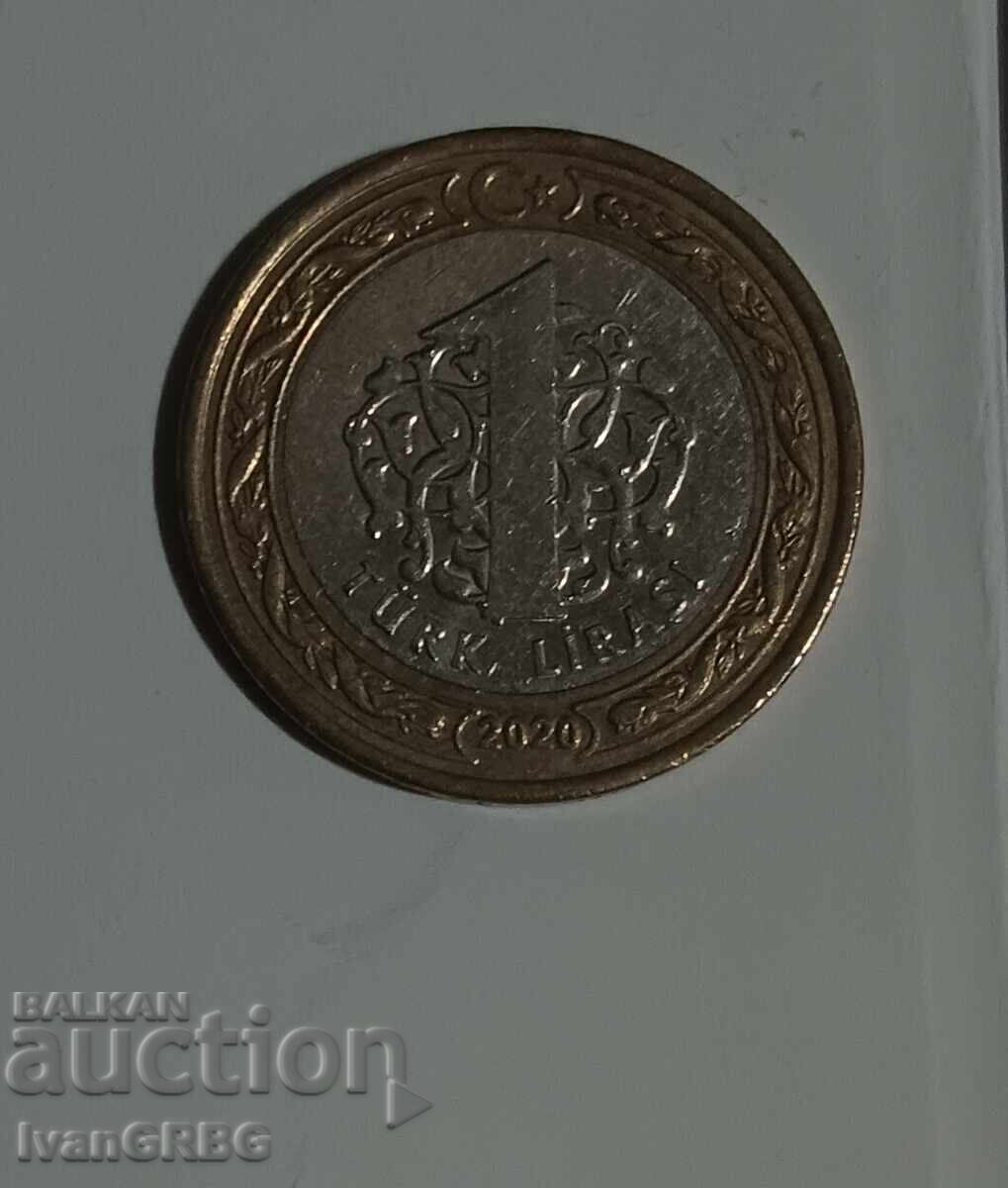 1 lira Turkey 2020 Turkish coin 1 lira 2020 Turkey with price 0.35 BGN | € 0.18