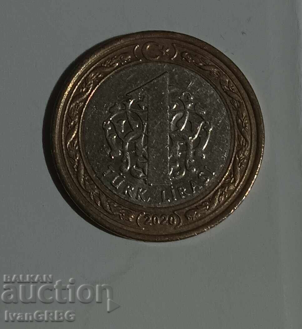 1 lira Turkey 2020 Turkish coin 1 lira 2020 Turkey