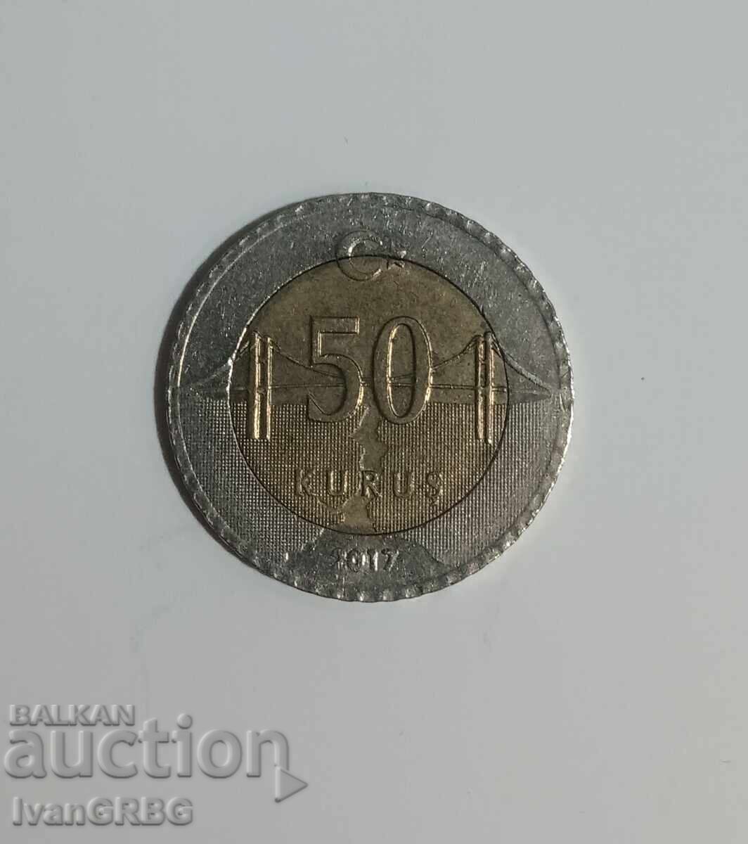 50 Kurush Turkey 2017 Turkish coin 50 Kurush 2017 50 Kurush 50 Kurush Turkey 2017 Turkish coin 50 Kurush 2017 50 Kurush