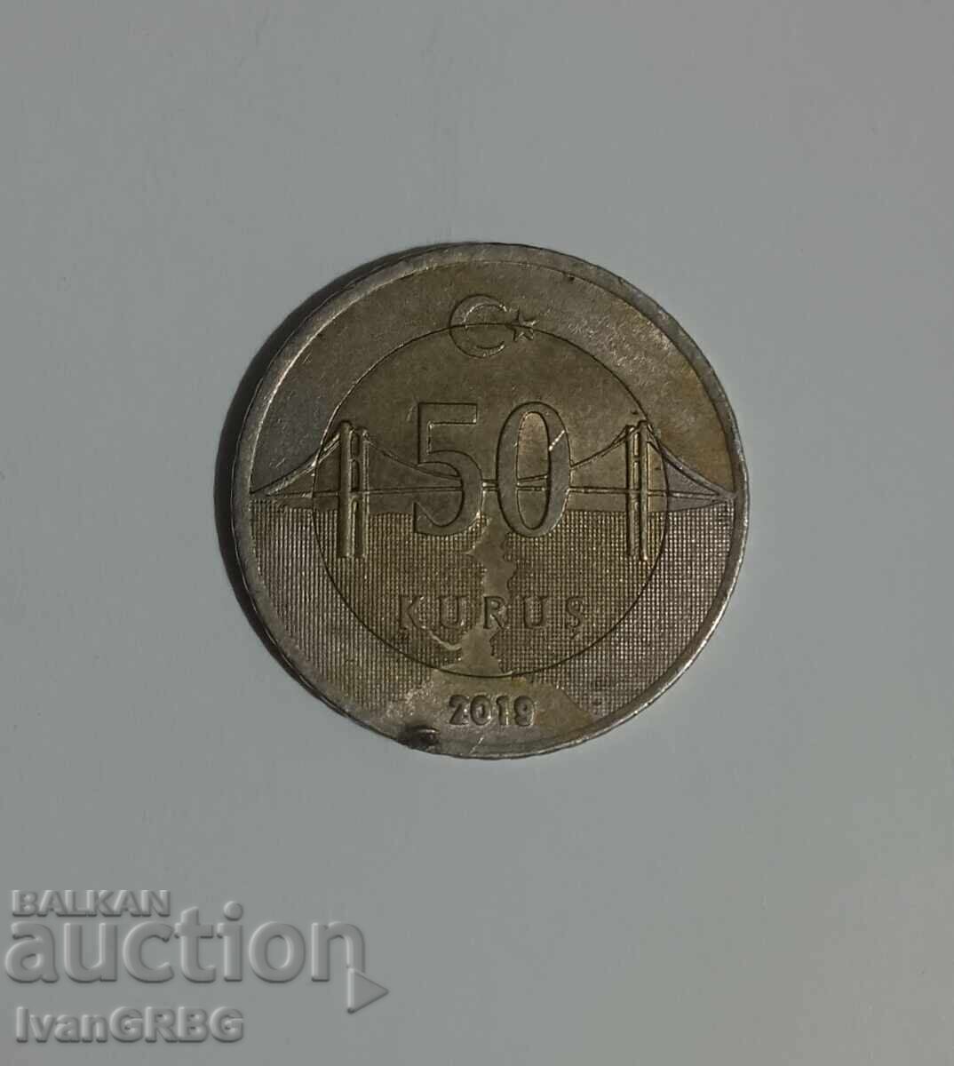 50 Kurush Turkey 2019 Turkish coin 50 Kurush 2019 50 Kurush 50 Kurush Turkey 2019 Turkish coin 50 Kurush 2019 50 Kurush