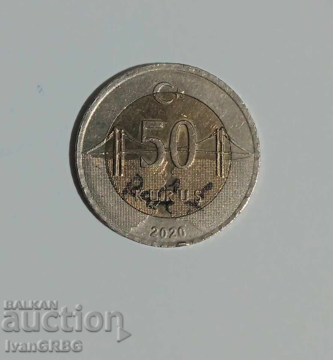 50 Kurush Τουρκία 2020 Τουρκικό νόμισμα 50 Kurush 2020 50 Kurush με τιμή 0.15 BGN | € 0.08 50 Kurush Τουρκία 2020 Τουρκικό νόμισμα 50 Kurush 2020 50 Kurush με τιμή 0.15 BGN | € 0.08