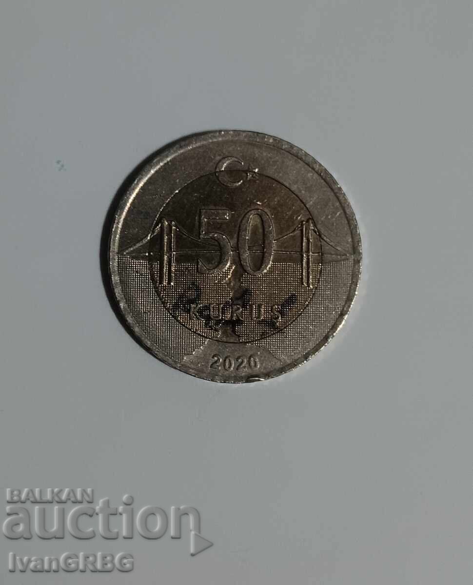 Δημοπρασία 50 Kurush Τουρκία 2020 Τουρκικό νόμισμα 50 Kurush 2020 50 Kurush Δημοπρασία 50 Kurush Τουρκία 2020 Τουρκικό νόμισμα 50 Kurush 2020 50 Kurush