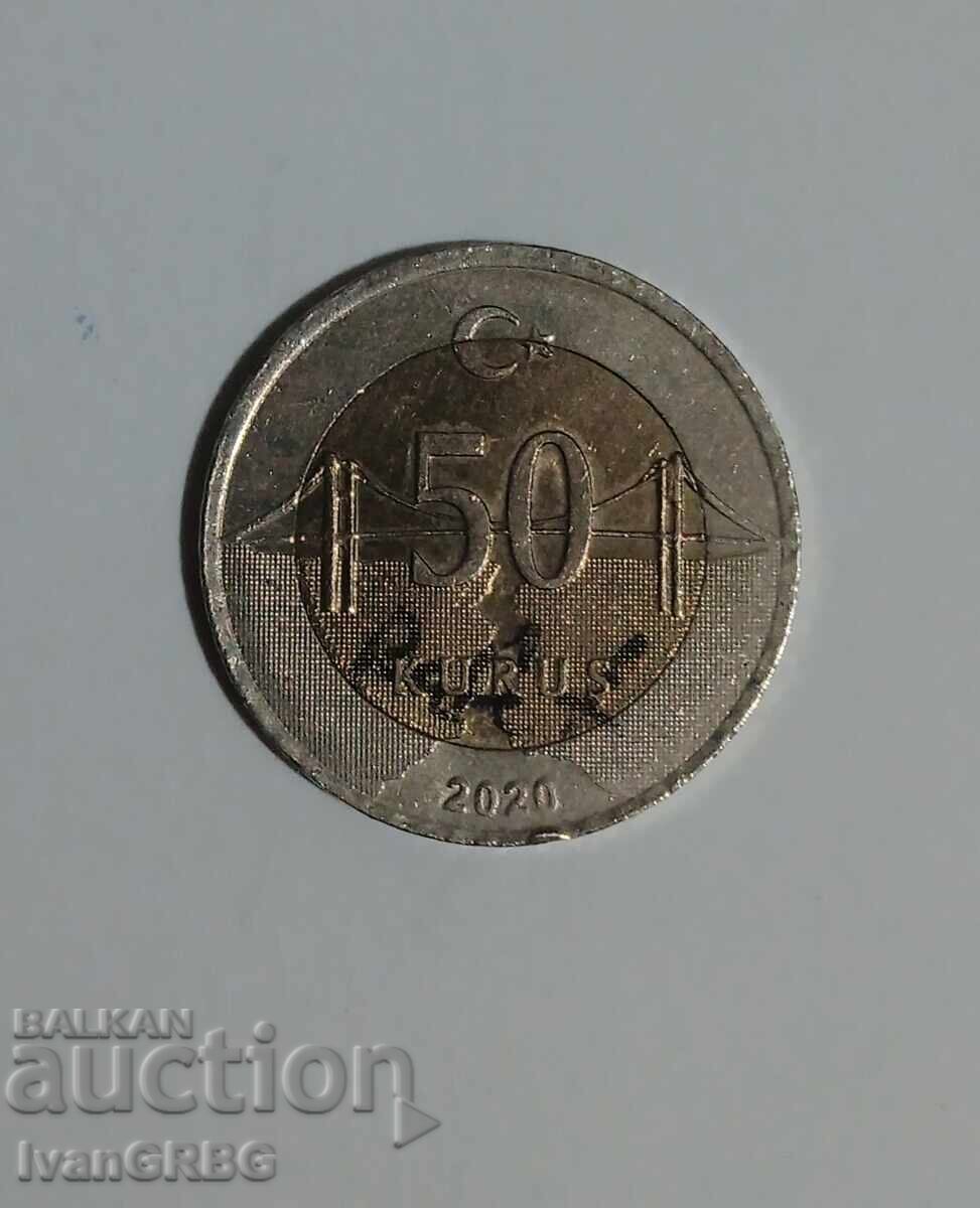 50 Kurush Τουρκία 2020 Τουρκικό νόμισμα 50 Kurush 2020 50 Kurush 50 Kurush Τουρκία 2020 Τουρκικό νόμισμα 50 Kurush 2020 50 Kurush