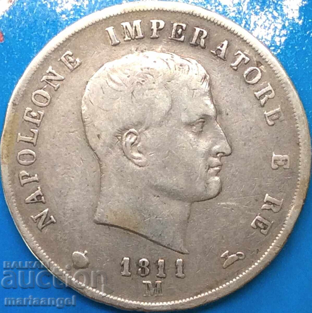 5 lire 1811 Italy Napoleon M - Milan silver