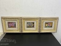 Oil paintings still life with flowers / 3 pcs. №6275