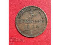 Germany-Prussia-3 pfennig 1866 A-Berlin-many, well preserved