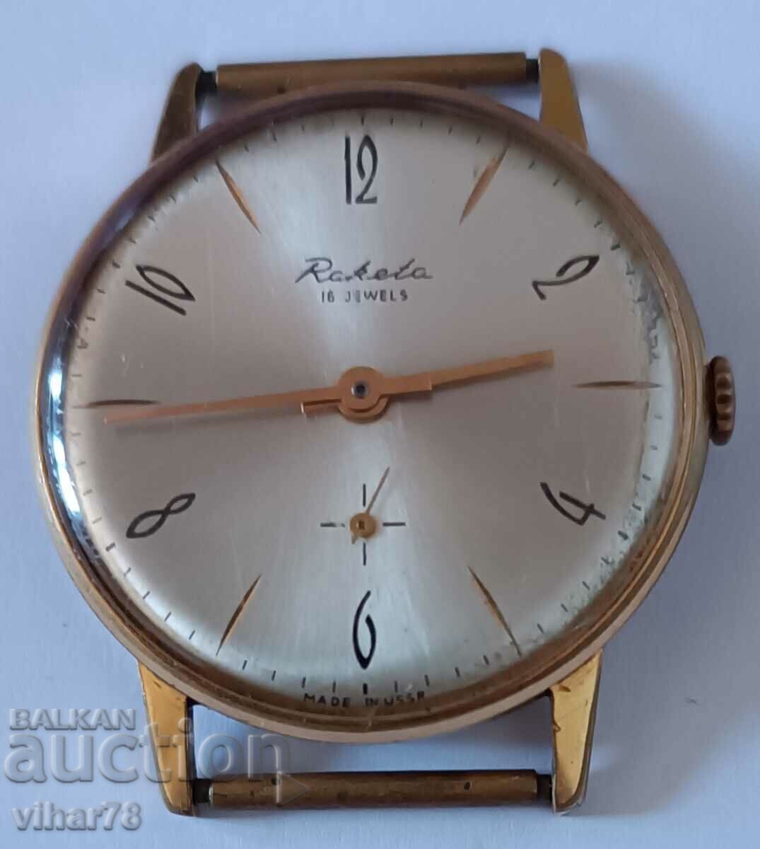 GOLD PLATED 20 MICRON MEN'S ROCKET WATCH LIKE NEW - 5