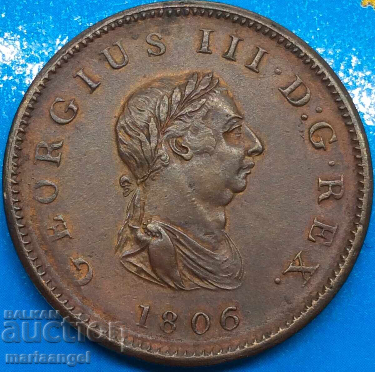 1806 1/2 penny Great Britain George III Bronze