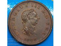 1806 1/2 penny Great Britain George III Bronze