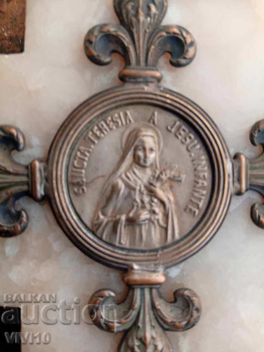 Antique Catholic cross, marble and bronze with price 100.00 BGN | € 51.13