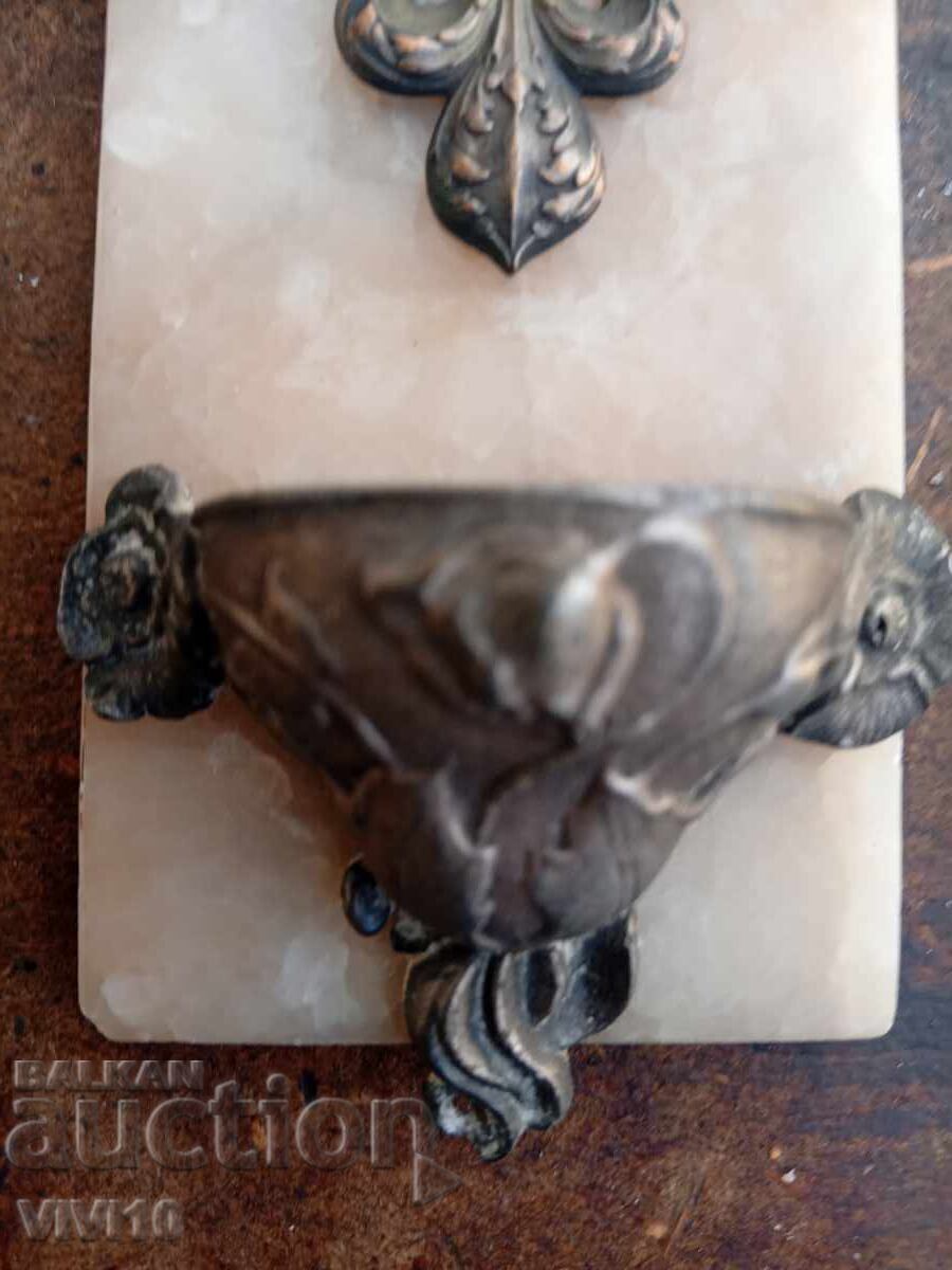 Auction  Antique Catholic cross, marble and bronze