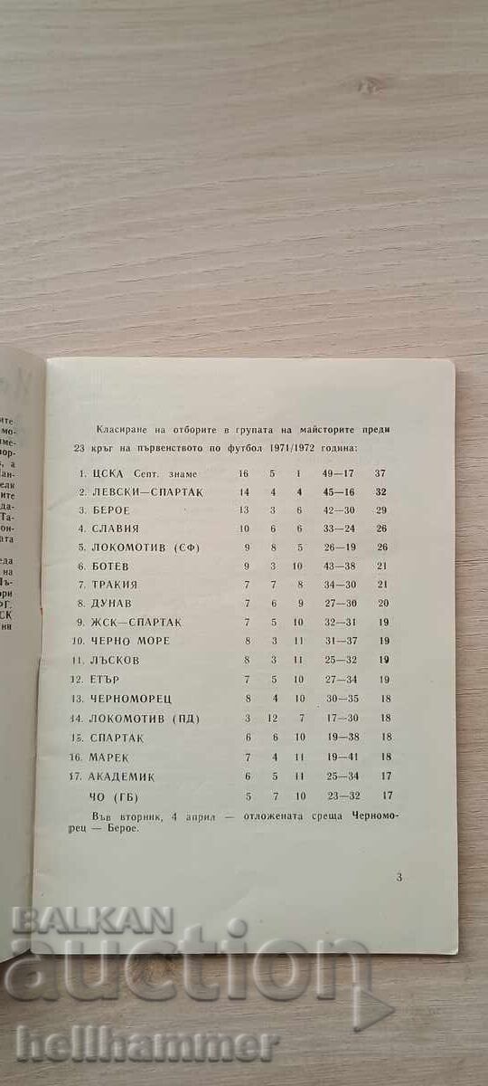 Auction football program Spartak Varna "Spring" 72 Auction football program Spartak Varna "Spring" 72