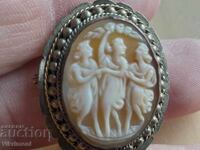 Cameo 3 Graces, brooch, rapan, Pp, medallion, granulation, bronze