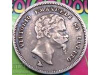 Italy 50 centsimi 1860 Florence silver Patina