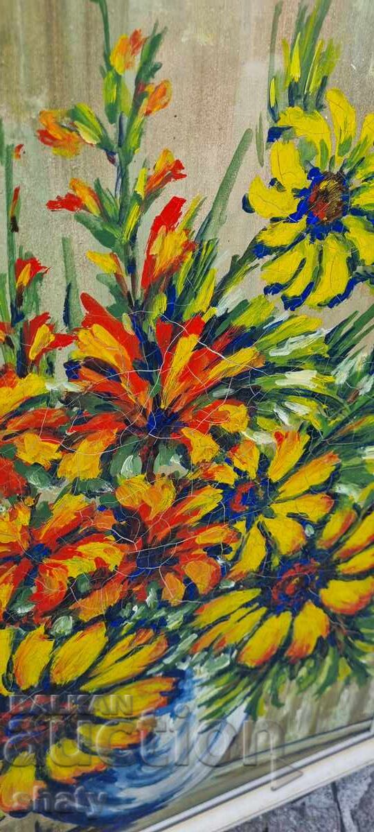 Delivery of Old oil painting on fiberboard Delivery of Old oil painting on fiberboard