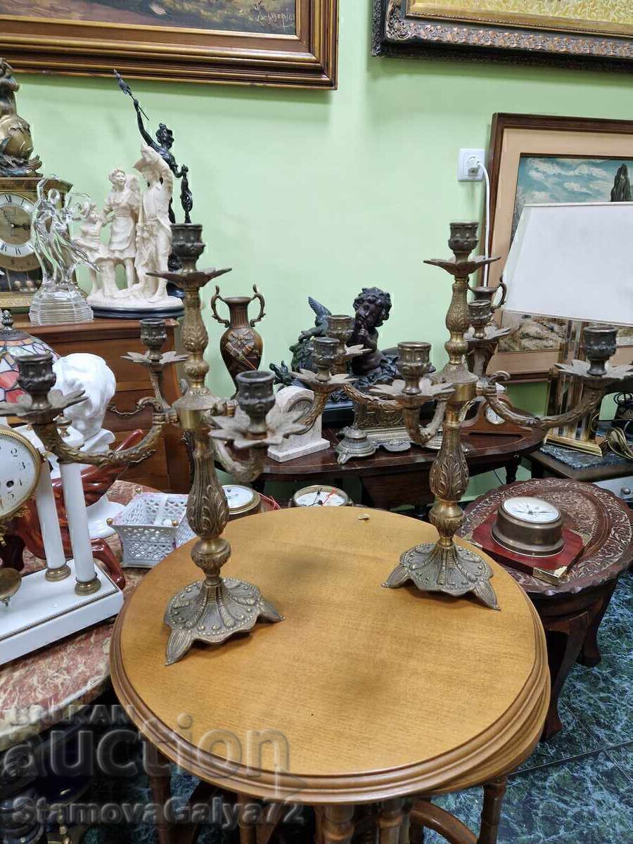 A great pair of antique French bronze candlesticks