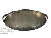 Deeply silver-plated oval large tray, early 20th century.