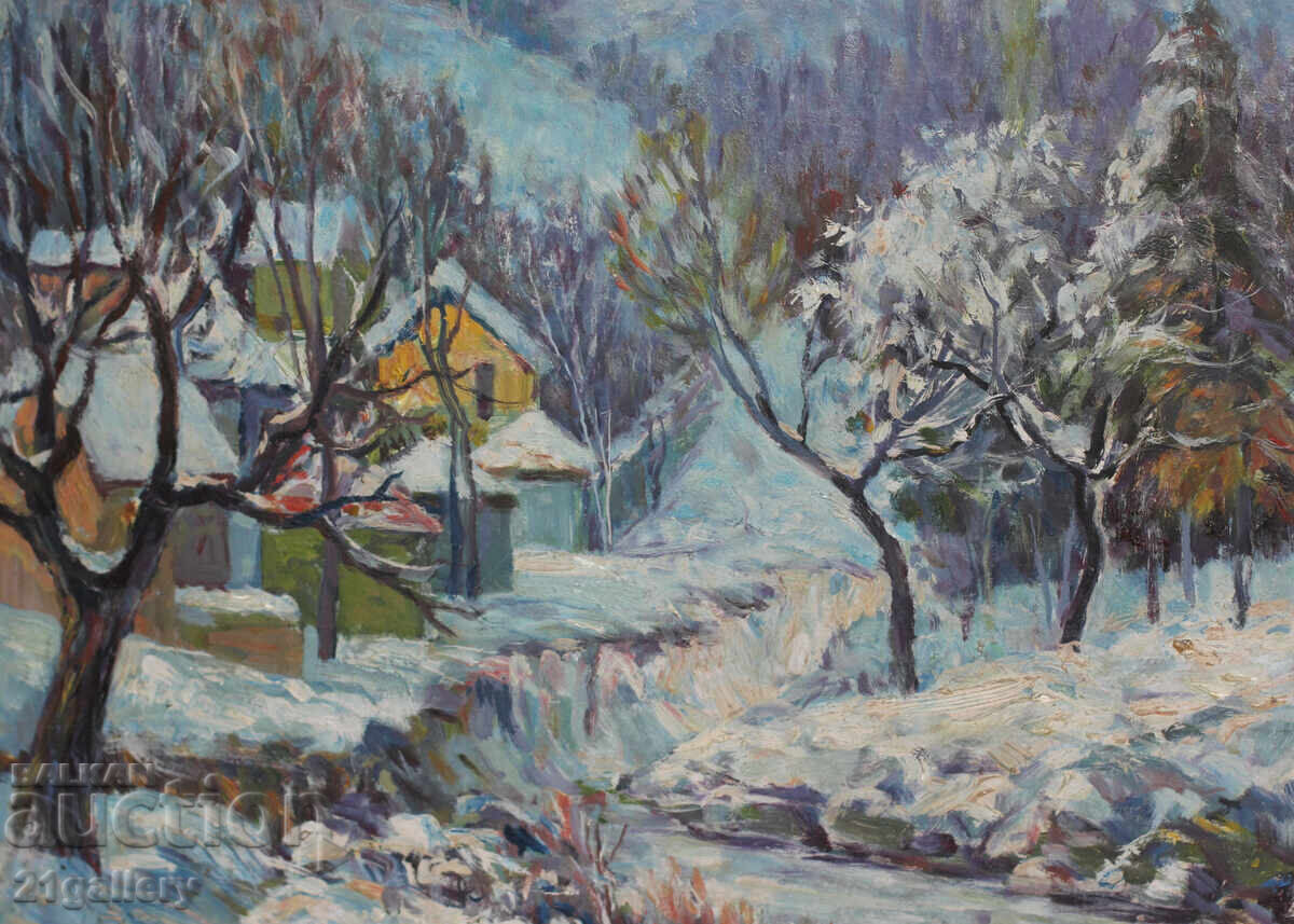 Auction Ivan Vodev (1922-1996) Winter landscape oil paints 1984 Auction Ivan Vodev (1922-1996) Winter landscape oil paints 1984