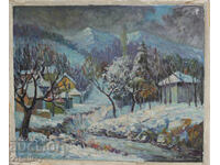 Ivan Vodev (1922-1996) Winter landscape oil paints 1984