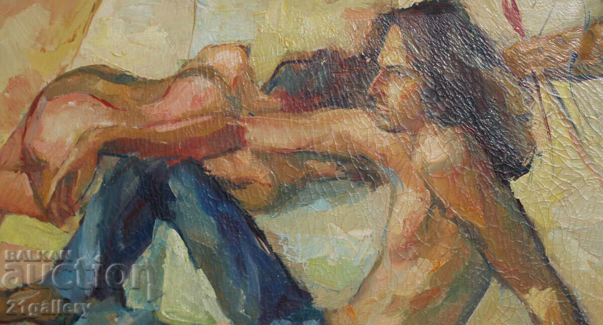 Delivery of Petar Petrov Figural composition, oil paints, signed Delivery of Petar Petrov Figural composition, oil paints, signed