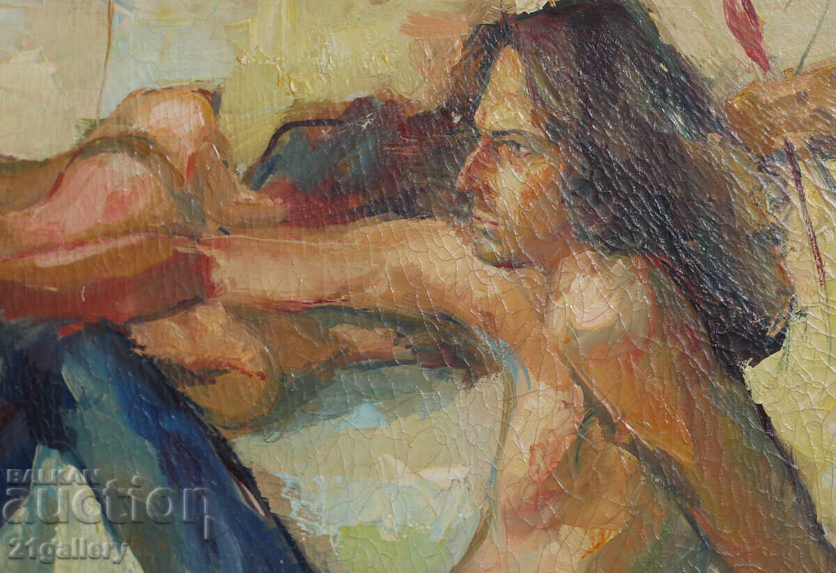 Petar Petrov Figural composition, oil paints, signed - 5 Petar Petrov Figural composition, oil paints, signed - 5
