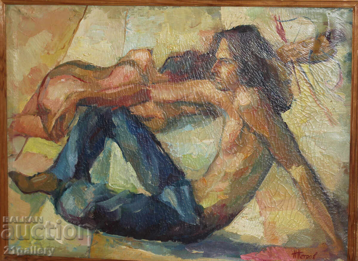 Petar Petrov Figural composition, oil paints, signed