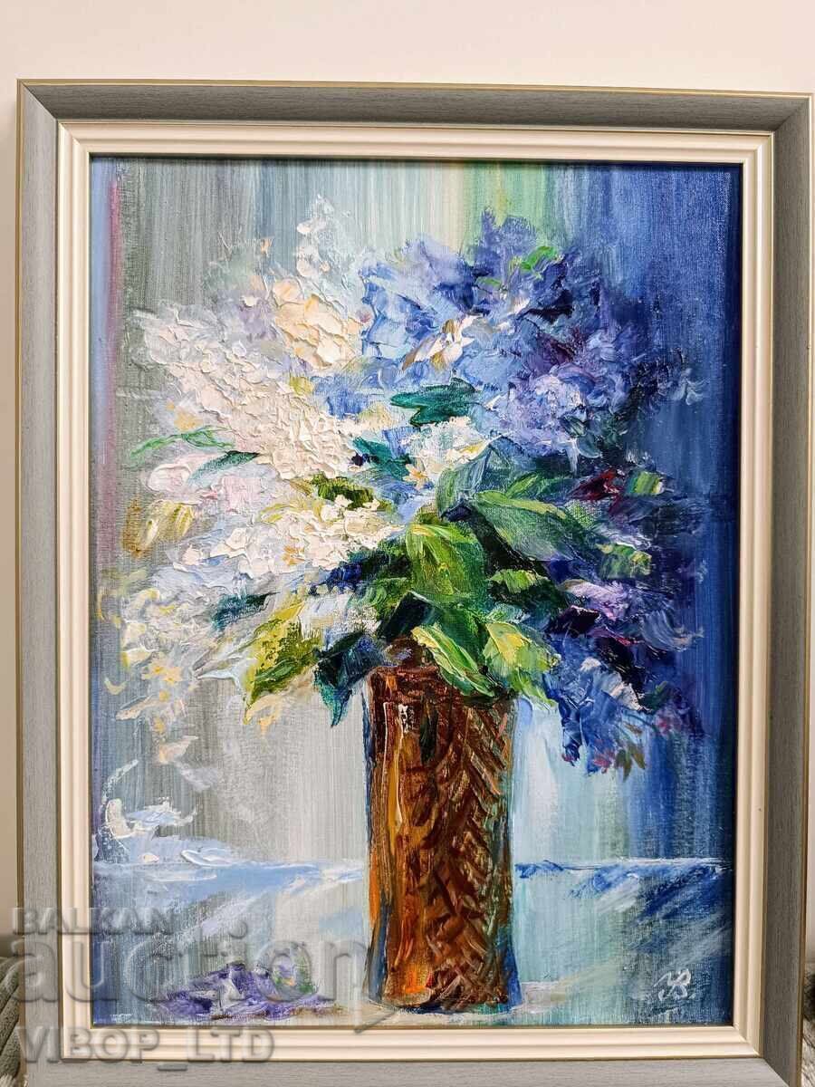 INNA VODYANA! "LILACS"/oil/canvas/certificate/frame