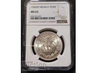 1 πέσο 1943 Mexico NGC MS-65 (Ασημί)