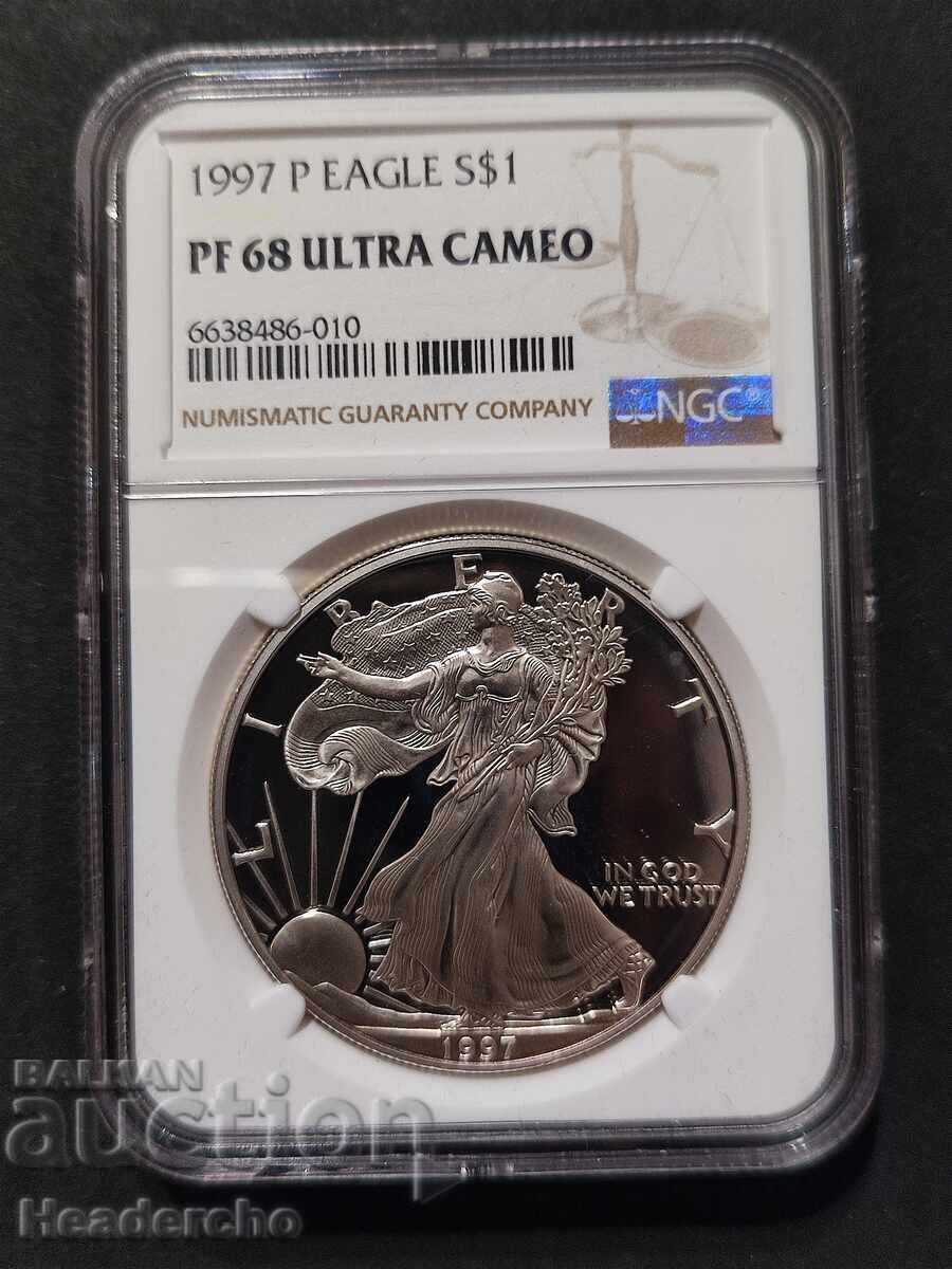 $1 ένα δολάριο 1997 American Eagle, ΗΠΑ NGC PF-68 UCAM