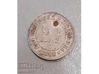 Monedă de 2 cenți și jumătate 1888.