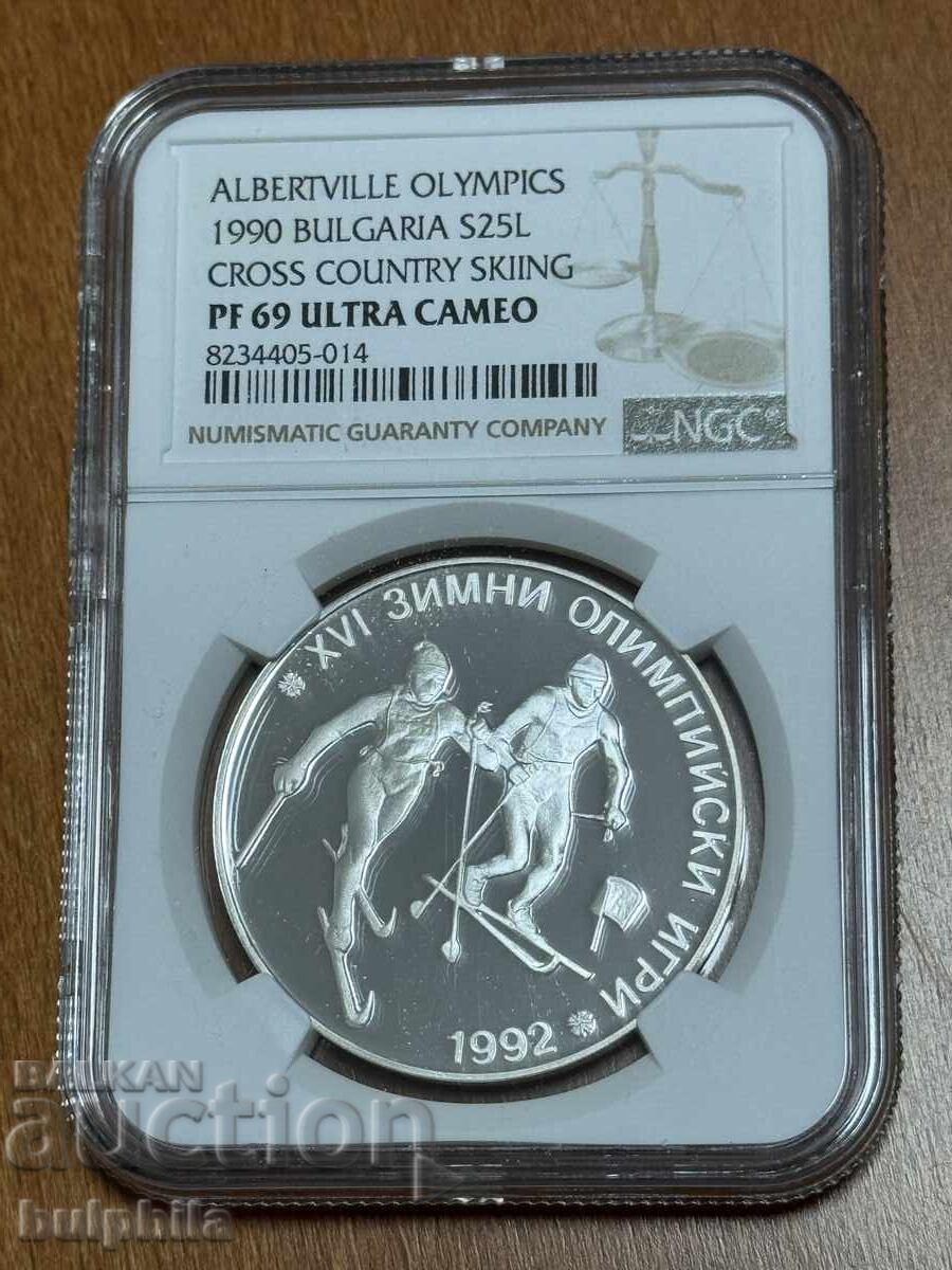 25 leva 1990 Cross-country skiing NGC PF 69 UC. Top grade!