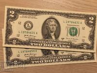 20 pieces x $2 dollars USA 2017A year UNC serial numbers