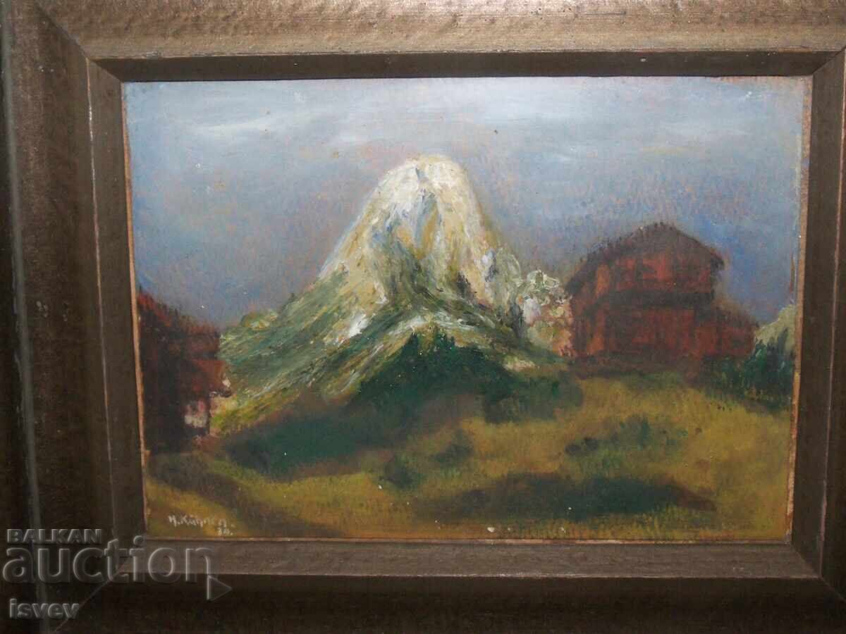 Παράδοση Παλιό μικρό τοπίο από τις Άλπεις, υπογραφή - Kuhnen 1939. Παράδοση Παλιό μικρό τοπίο από τις Άλπεις, υπογραφή - Kuhnen 1939.