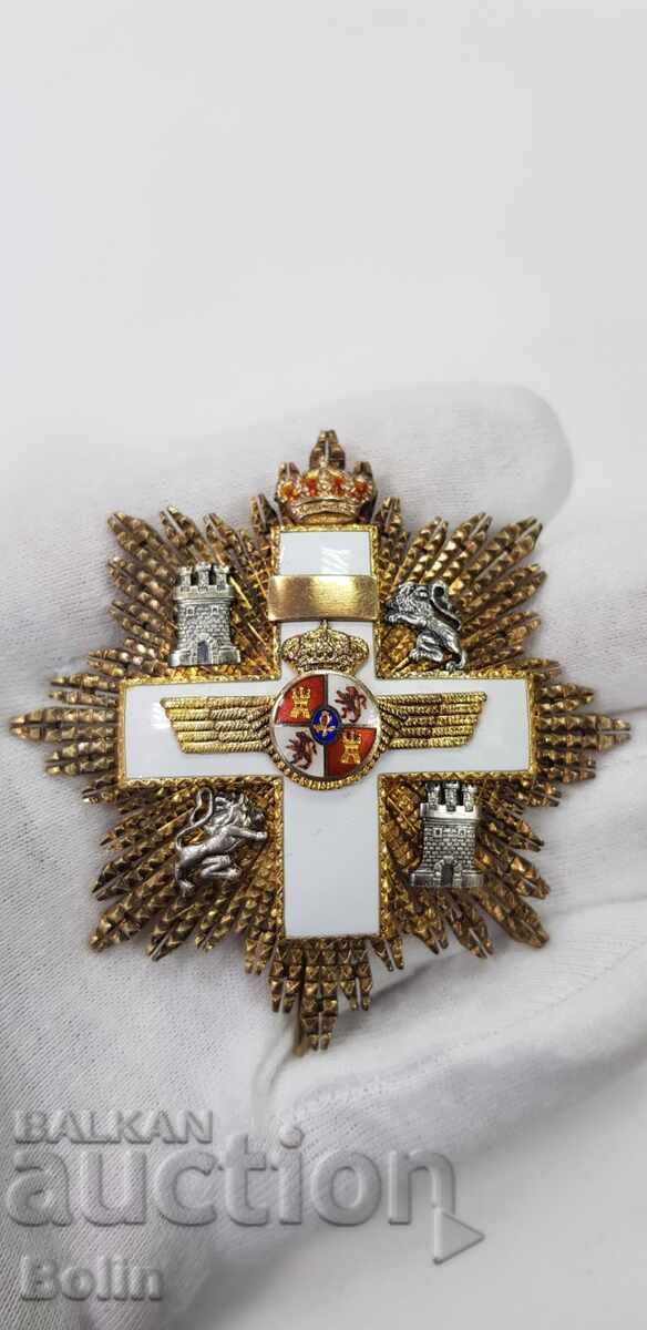 Rare star, order, badge Aviation - white cross - Spain