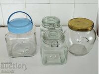 4 бр.стъклени буркани за подправки,чай,кафе,захар.