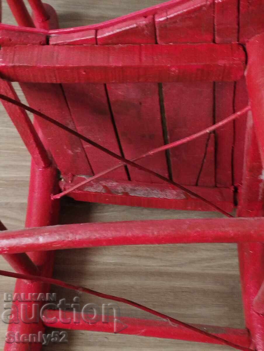 Auction  Old children's wooden four-legged stool