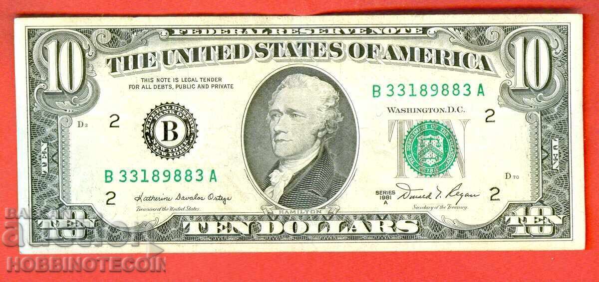 САЩ USA 10 $ - B - емисия issuе 1981 A САЩ USA 10 $ - B - емисия issuе 1981 A