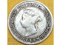 Ceylon 10 Cents 1897 England Queen Victoria Silver