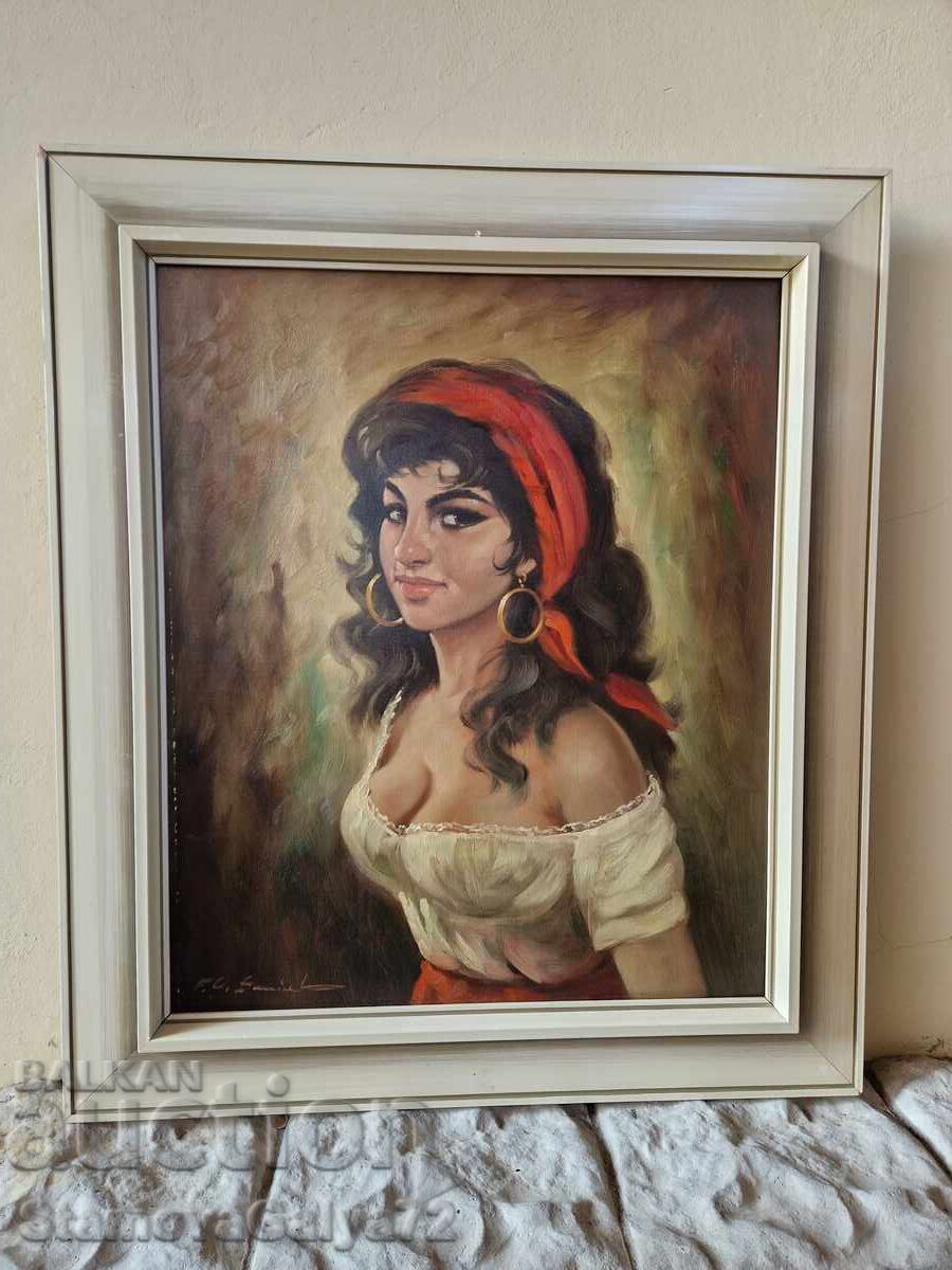 Great antique oil on canvas painting Great antique oil on canvas painting