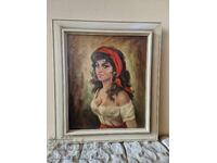 Excelent pictură antică în ulei pe pânză