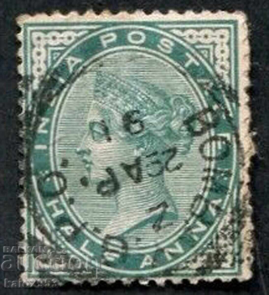 GB/Индия-1882-QV-редовна класическа марка,клеймо,зелена