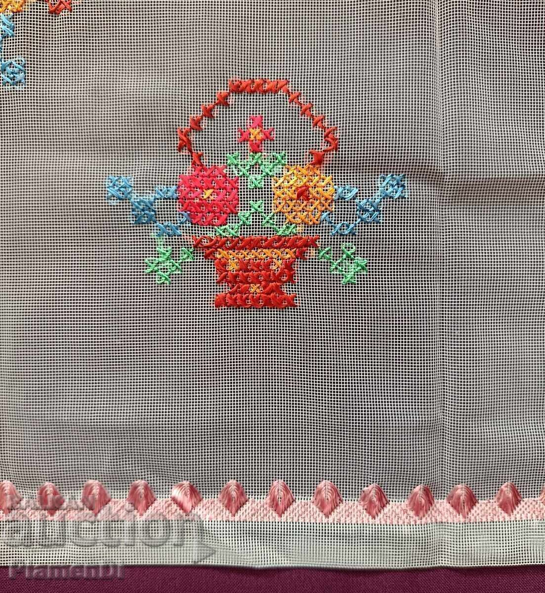 Hand embroidered tulle check with price 5.00 BGN | € 2.56 Hand embroidered tulle check with price 5.00 BGN | € 2.56