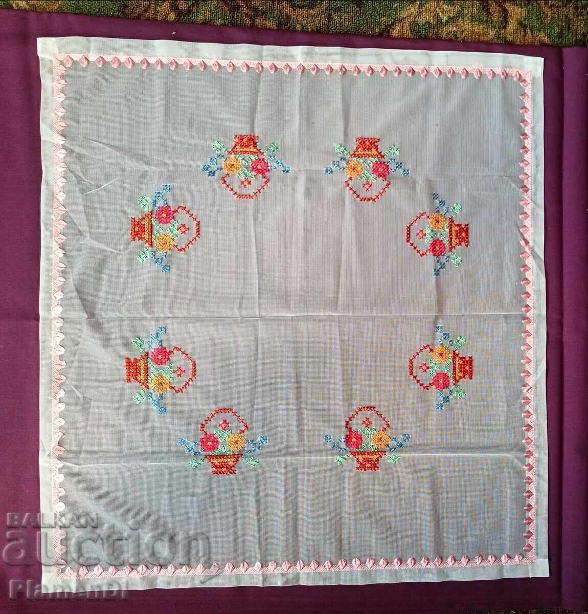 Hand embroidered tulle check Hand embroidered tulle check