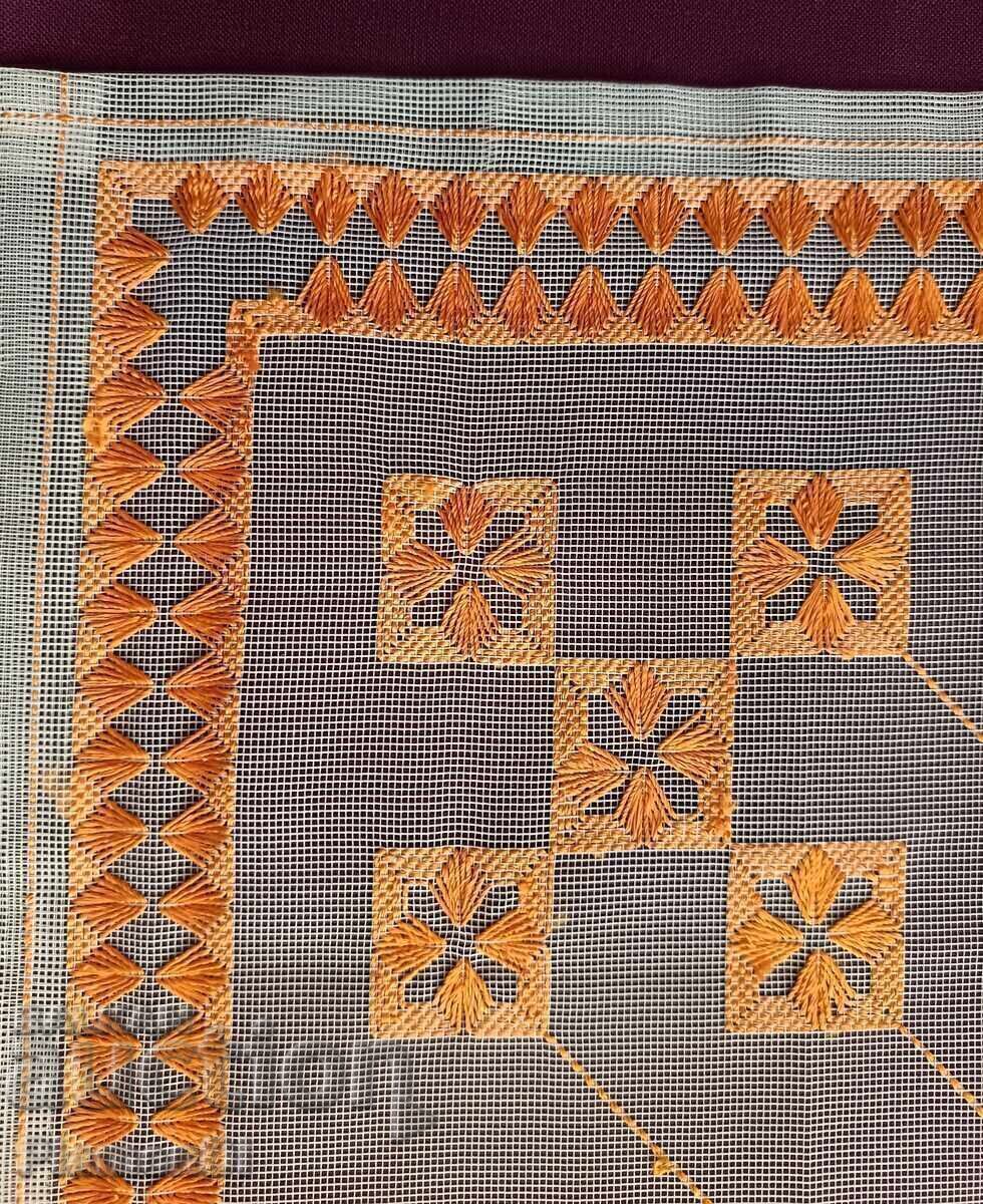 Hand embroidered tulle check with price 5.00 BGN | € 2.56 Hand embroidered tulle check with price 5.00 BGN | € 2.56