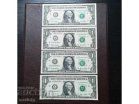 Lot of four US dollars. UNC