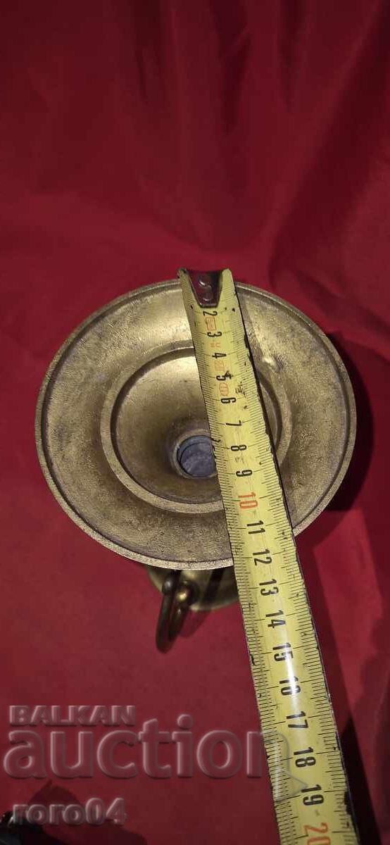 LARGE OLD BRONZE / BRASS CANDLEHOLDER - 6