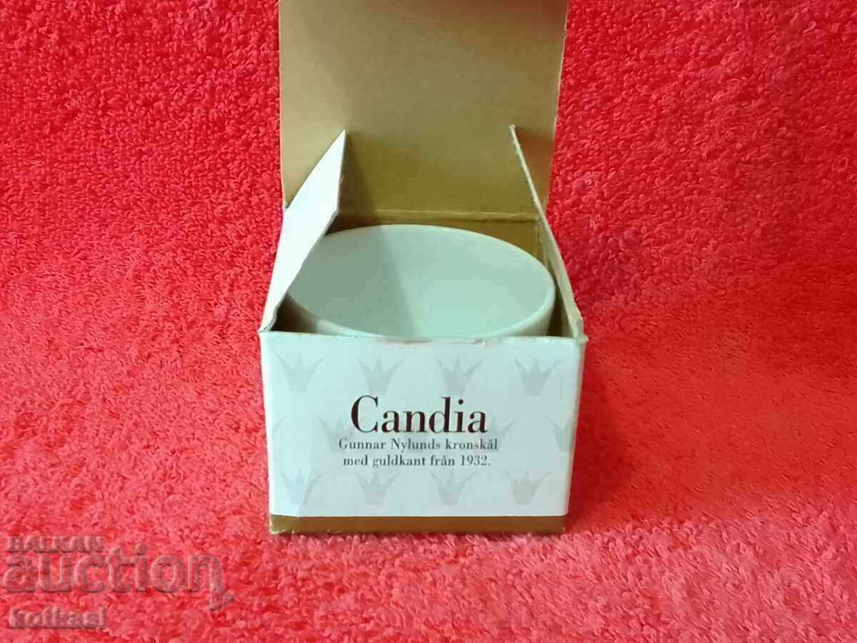 Cana veche din portelan Candia Sweden ambalaj original aurit - 6