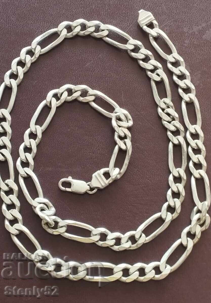 Πλεκτή αλυσίδα από ασήμι 98 g, βάθους 76 cm