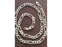 Braided silver chain 98 g, length 76 cm
