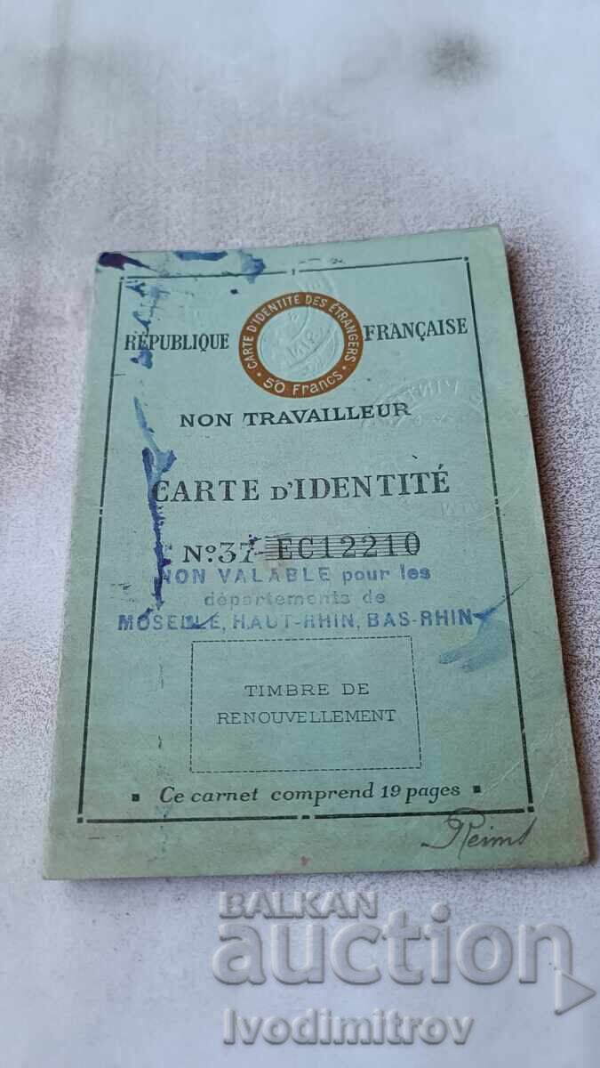 Carte d'Identite Republique Francaise 1938